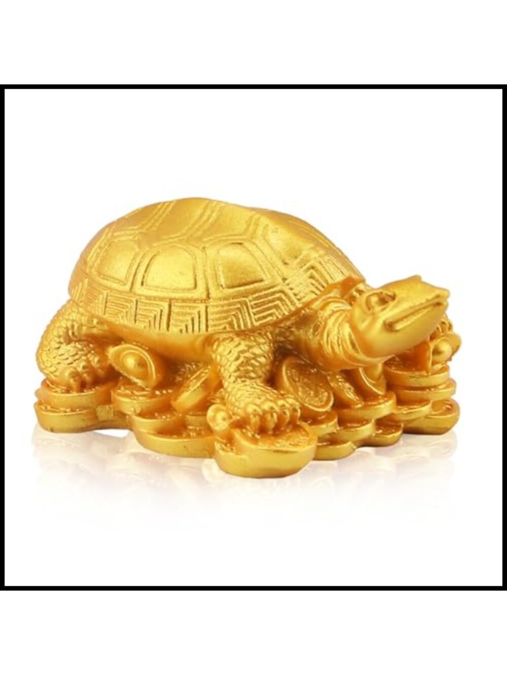 Feng Shui Mini Turtle Statue Resin Gold Finish Wealth Decor